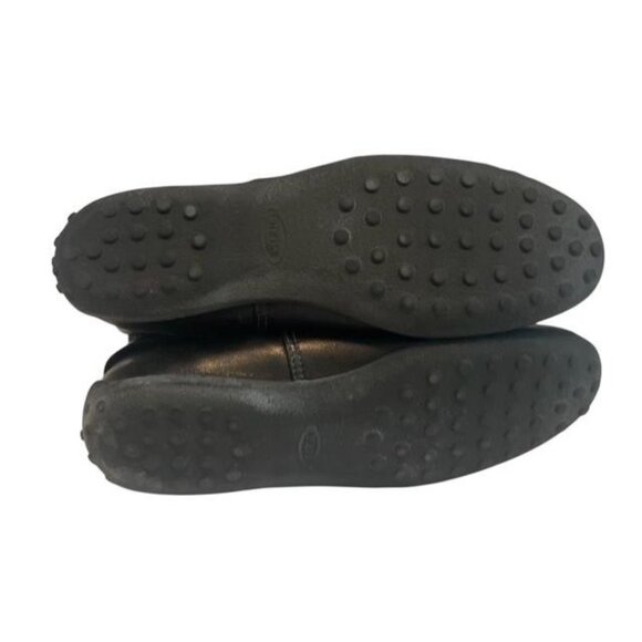 Vintage Tod’s Black Leather Winter Boots Knee High Italy Box M Buck Women sz 9 - Picture 6 of 10